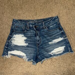 American Eagle Outfitters Distressed Blue Denim Mom Shorts